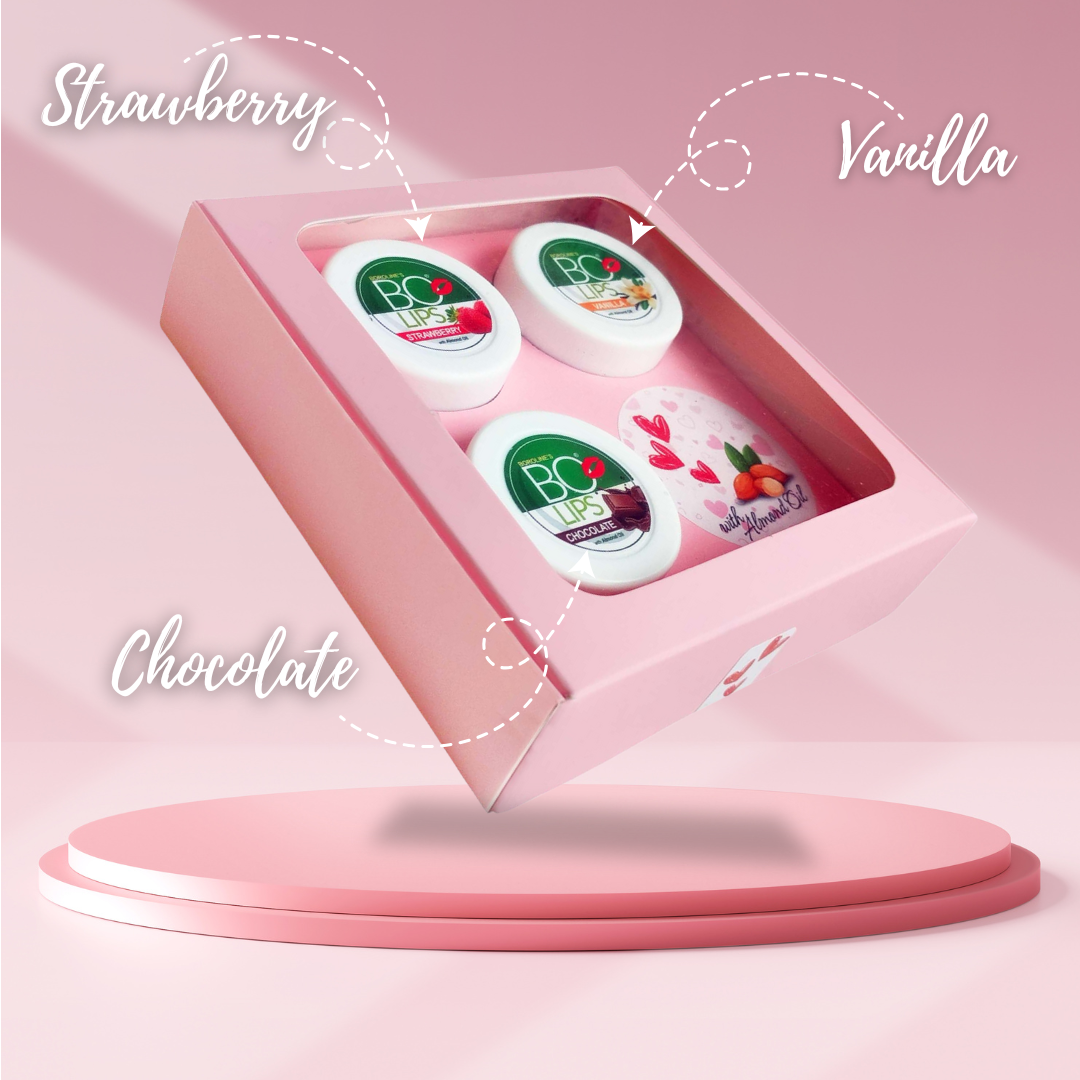 Bo-Lips Gift Box - Flavoured Chocolate, Strawberry, Vanilla (10g x 3)