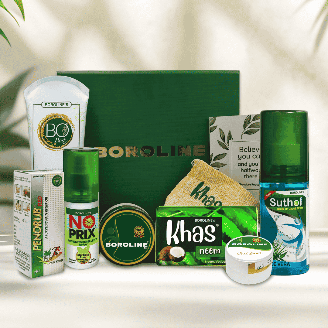 Boroline Gift Box - BoBody lotion(100ml), Khas Neem Soap, Suthol Aloe vera spray (100ml) and more...