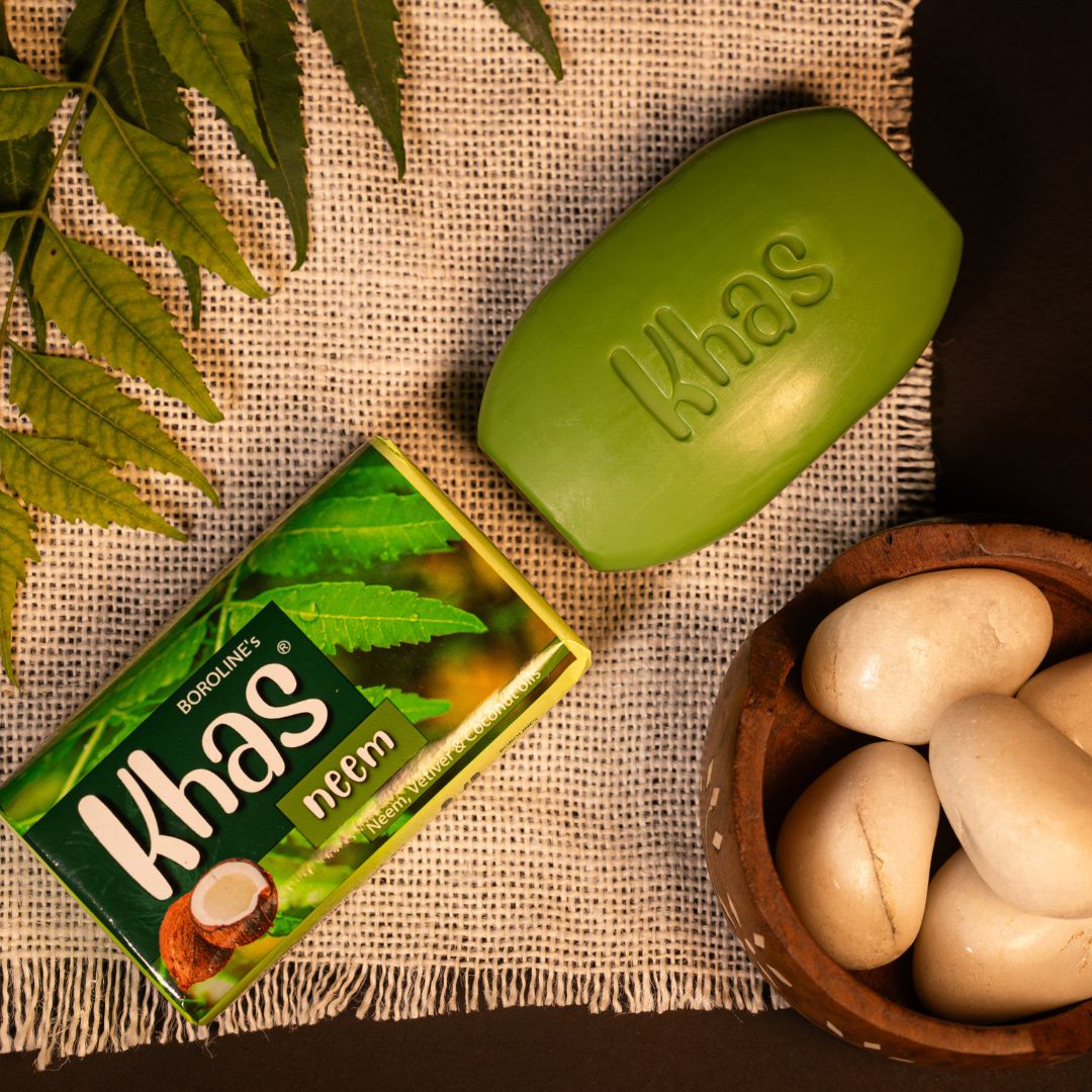 Khas Neem Soap with Neem, Vetiver, Coconut Oil (4 + 1 Pack)