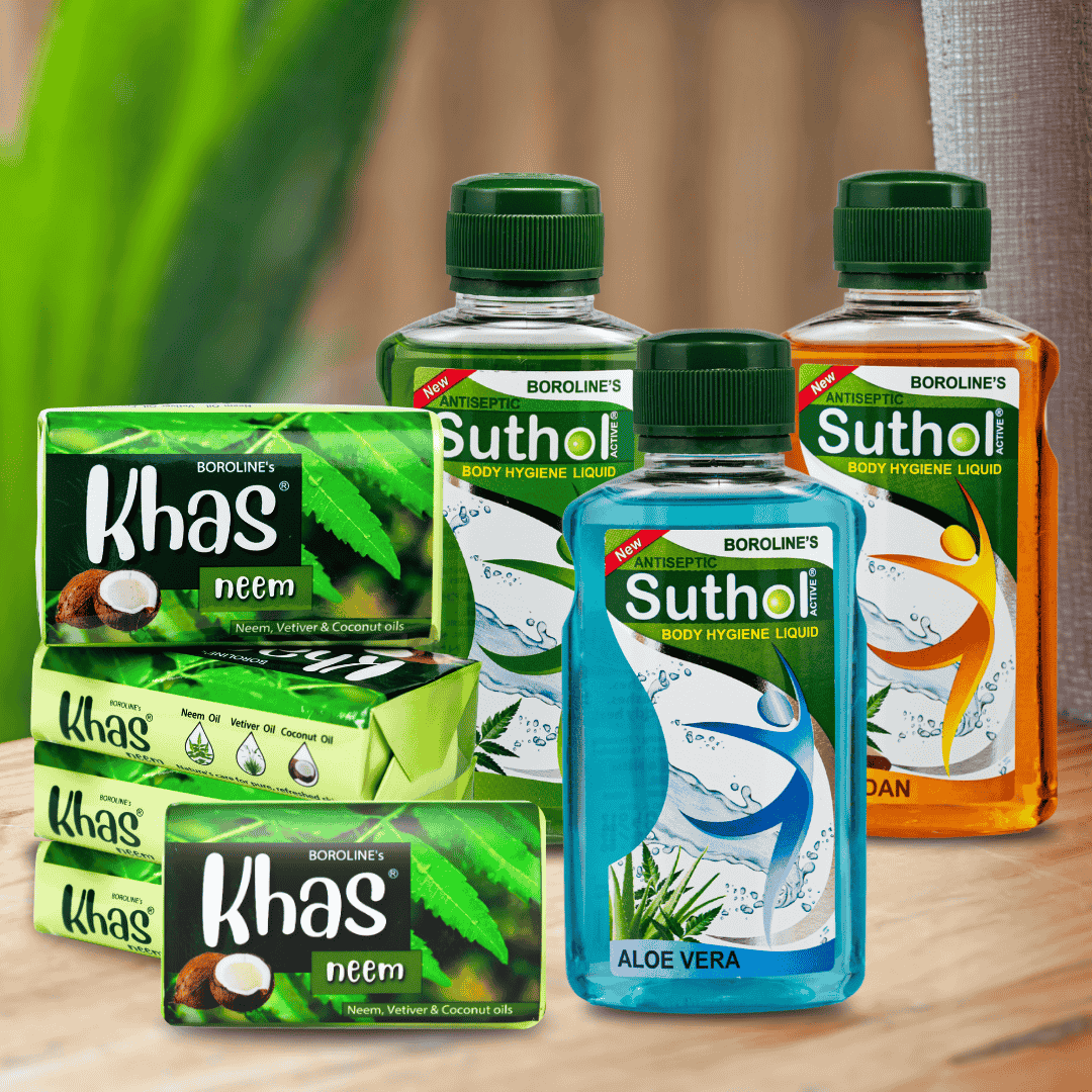 Summer Power Pack - Khas Neem Soap (Pack of 5) + Suthol Neem, Chandan & Aloevera (200mlx3)