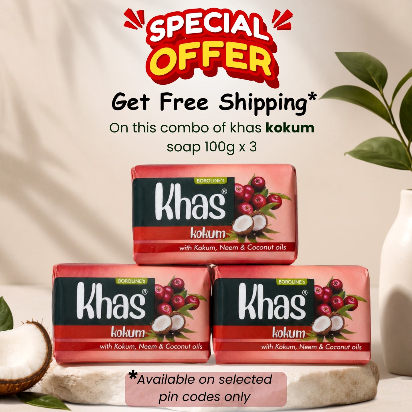 Khas Kokum Soap Pack of 3