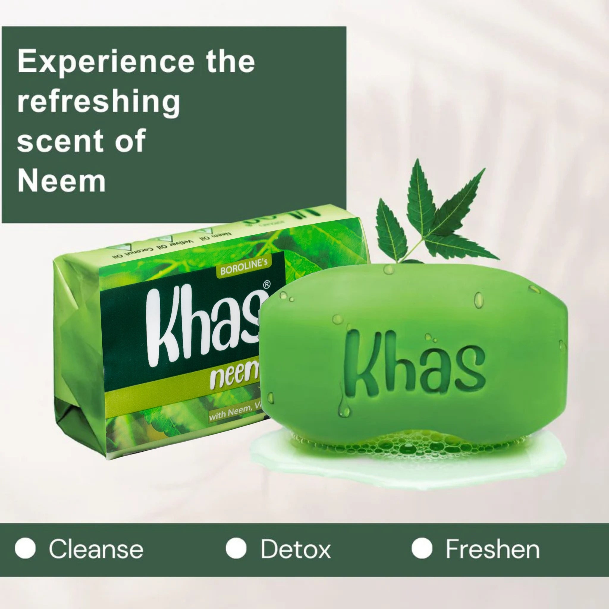 Boroline's Khas Neem Soap with Neem, Vetiver, Coconut Oil